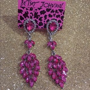 Betsey Johnson Fuchsia Sparkling Earrings